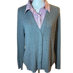 Izod Gray Women's Cardigan Sweater with Attached Shirt